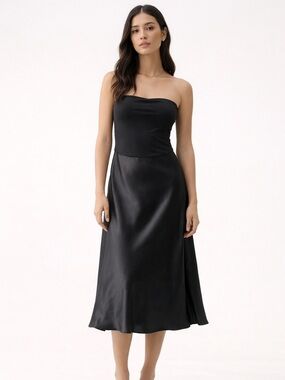 OGL Black Non-Slip Strapless Midi Brami Dress Size M